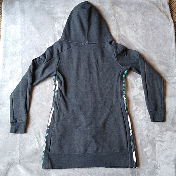 Adidas Neo Long Full Zip Hoodie Athletic Sweat Jacket Women's M. Gray Aqua/White - Picture 8 of 10